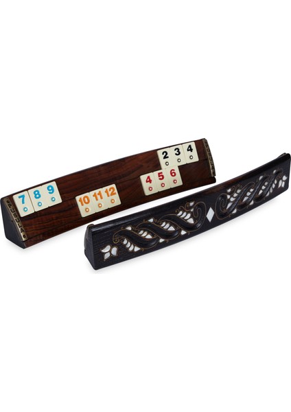 Beyaz Sedef Kakma Telkari Işlemeli Oymalı Ahşap Oval Okey Takımı Aden Oyun Seti modelleri