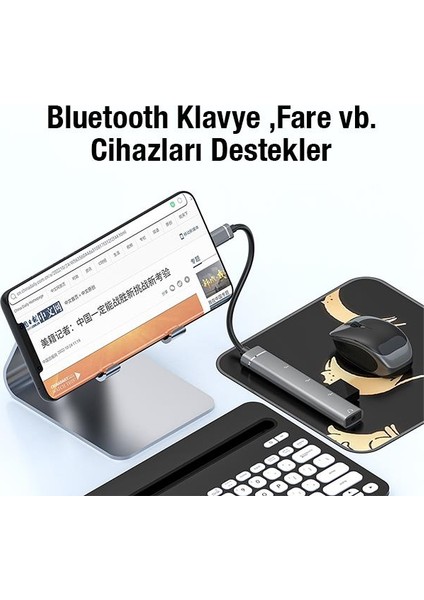 Polham 4in1 Type C Çoğaltıcı Çevirici Hub, 2x Usb, 1x Type C ve 1x 3.5mm Girişli Adaptör