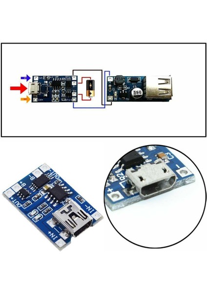 03962A 18650 Lityum Pil 3.7V Şarj Kartı 1A Koruma Mini USB Çıkış