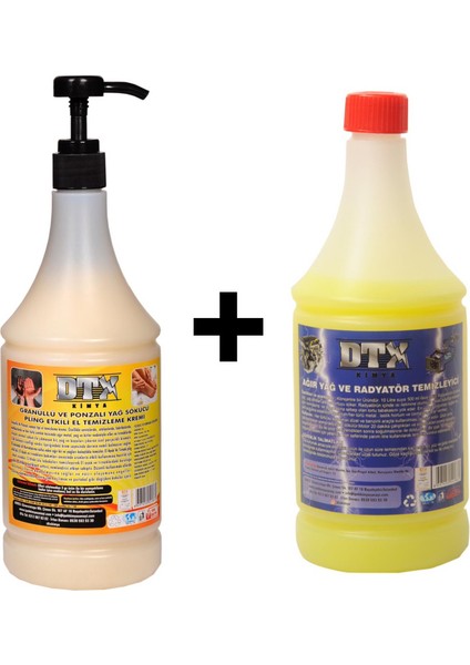 Granürlü El Temizleme Kremi (Sabunu) 1 kg & Ağır Yağ Sökücü Konsantre (1/5) 1 Litre