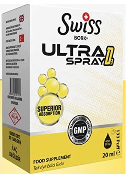 Swiss Bork® D3 Ultraspray D Vitamini 20 Ml