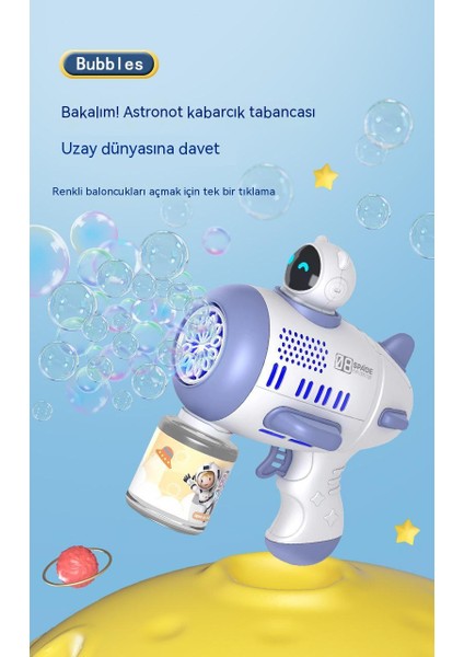 Astronot Çocuk Elektrikli Tam Otomatik 12 Delik Kabarcık Makinesi (Yurt Dışından)