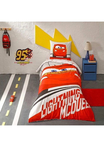 Tek Kişilik Lisanslı Nevresim Takımı Disney Cars Lightning