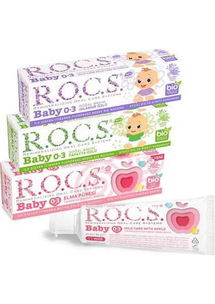 R.O.C.S. Rocs Baby 0-3 Yaş Diş Macunu 3lü Karma Set - 45gr X 3 Adet
