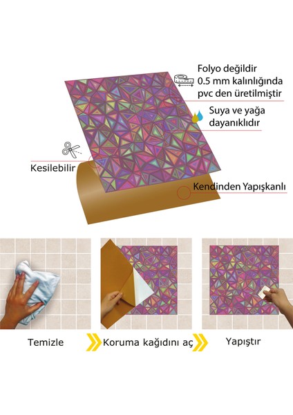 Kendinden Yapışkanlı Geometrik Kuşak Desenli Pvc Karo 30X30 cm (4 Adet) 0,36 M2