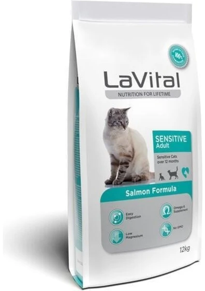 La Vital Lavital Somonlu Sindirim ve Deri Hassasiyetli Yetişkin Kedi Maması 12 kg