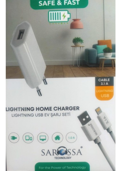 Lightning USB Şarj Ev Seti 3.1A S449