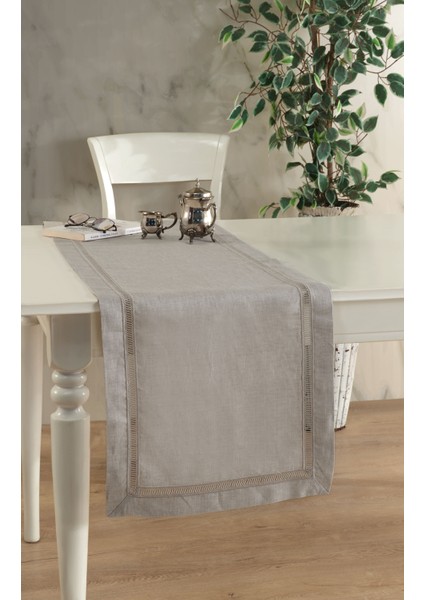 Keten Ara Dantelli Runner / Sunum / Servis Örtüsü