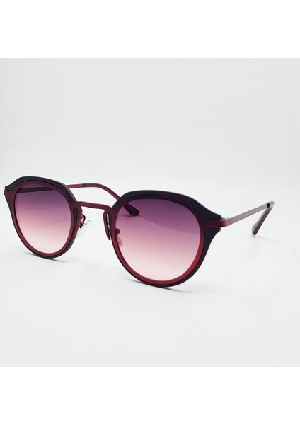 Geometrik Bordo Çerçeve Bordo Cam Kadın Güneş Gözlüğü 48-15-135