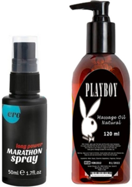 Erkeklere Özel Sprey 50 Ml + Playboy Massage Oil Masaj Yağı 120 Ml