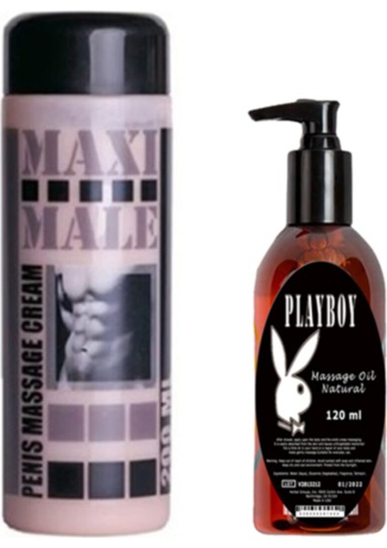 Maxi Male Cream 200 Ml Ve 125 Ml Playboy Masaj Yağı