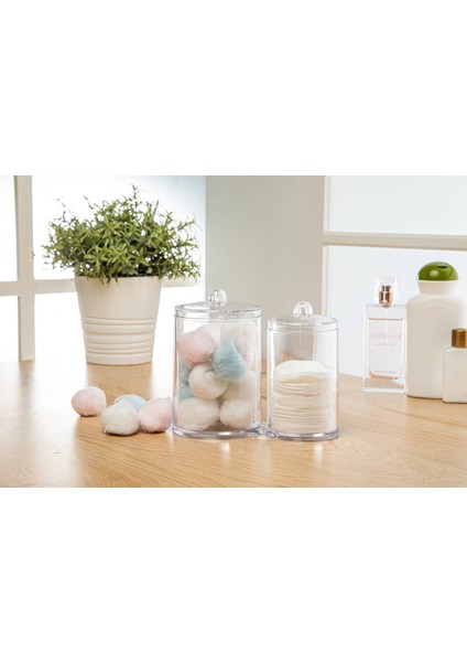 Makyaj Pamuğu Organizeri Akrilik Makyaj Temizleme Pamuğu Saklama Kutusu Çok Amaçlı