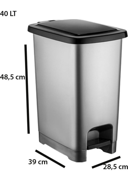Plastik Pedallı 40 Lt Slim Çöp Kovası Yeni FMA07818
