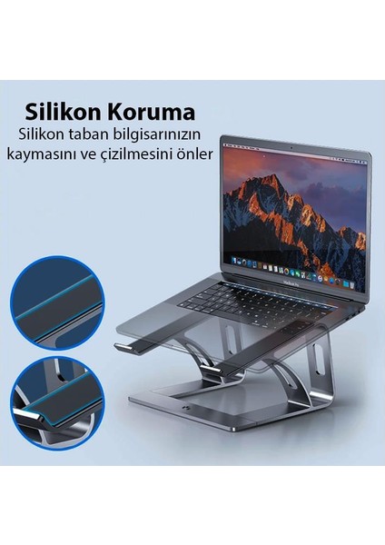 Premium 10-17inch Arası Uyumlu Laptop Standı, Sarsıntı Engelleyici, Kaymaz Taban Stand