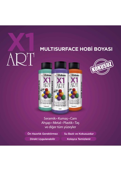 X1 Art Multisurface Hobi Boyası Bordo 120 ml