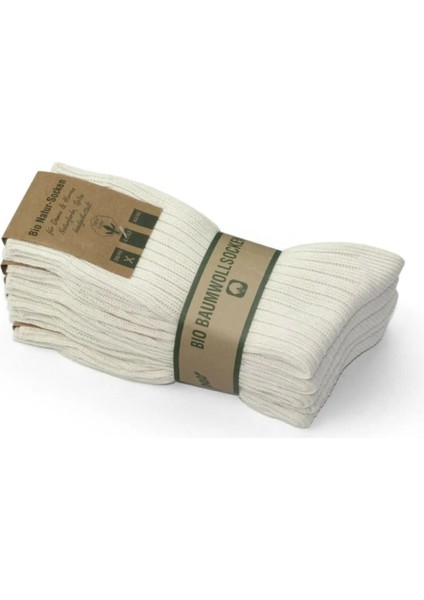 Bio Naturel %100 Pamuk 5 Çift Ön Yıkamalı Dikişsiz Unisex Çorap 3103