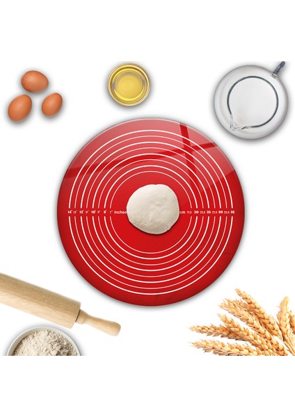 | Cam Hamur Açma Matı | Kırmızı Doku | Çap40 Cm