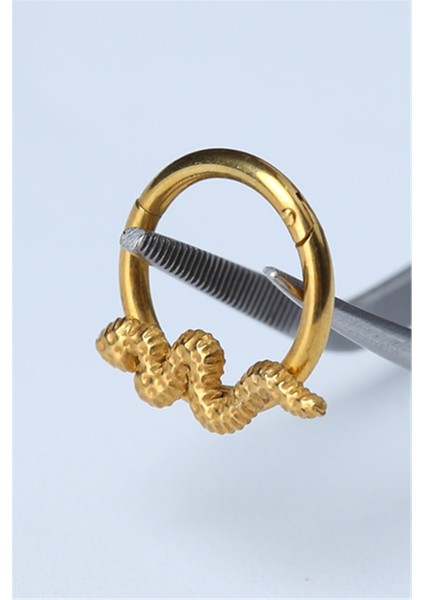 Yılan Gizli Kilit Halka Gold Piercing