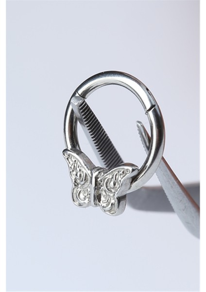 Kelebek Gizli Kilit Halka Silver Piercing