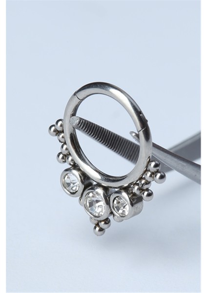 Retro Gizli Kilit Halka Silver Piercing