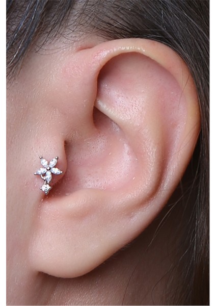 Markiz Çiçek Sallantı Taş Silver Piercing modelleri