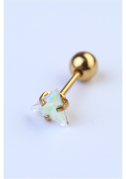 Üçgen Taş Hologram Gold Piercing