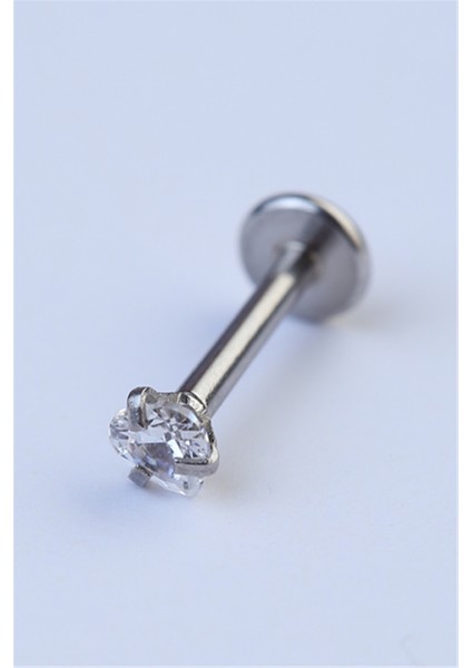 Kalp Taş Labret Orta Boy Silver Piercing