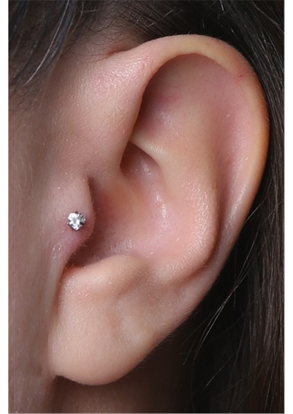 Kalp Taş Labret Orta Boy Silver Piercing