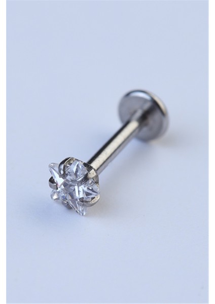 Yıldız Taş Labret Orta Boy Silver Piercing