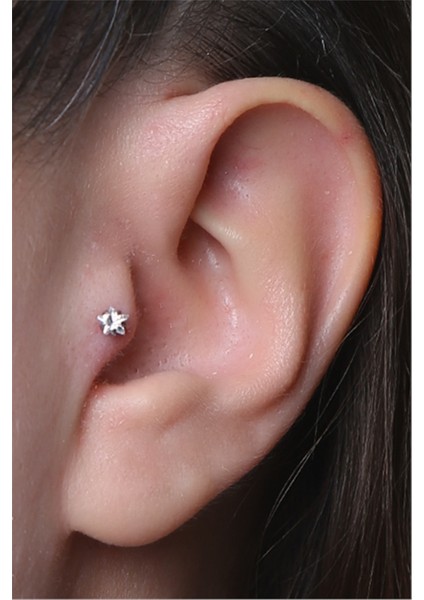 Yıldız Taş Labret Orta Boy Silver Piercing modelleri