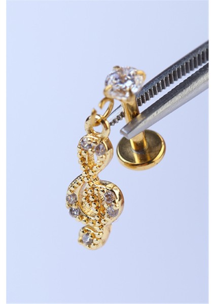 Sol Anahtarı Sallantı Labret Gold Piercing