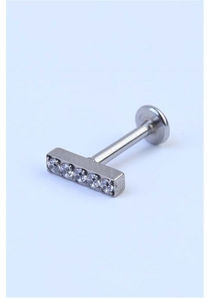 Beş Taş Baget Labret Silver Piercing