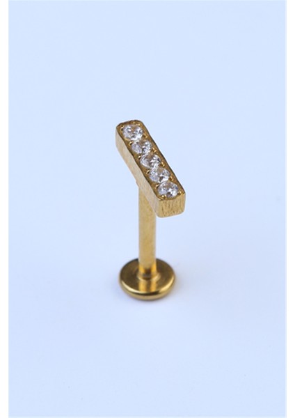 Beş Taş Baget Labret Gold Piercing