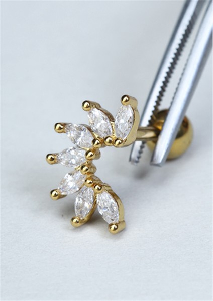 Beşli Markiz Kıvrak Gold Piercing
