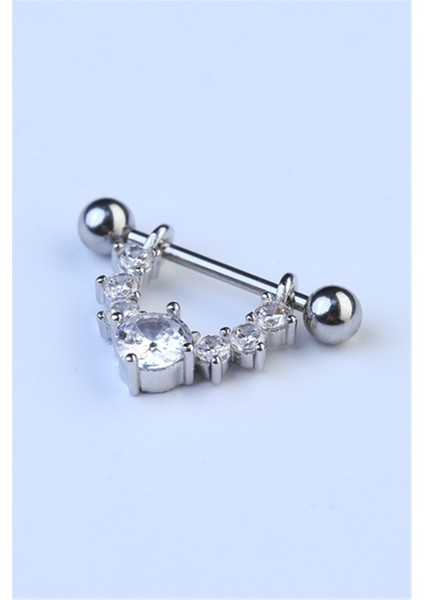 Nipple Sallantı Tek Taş Silver Piercing