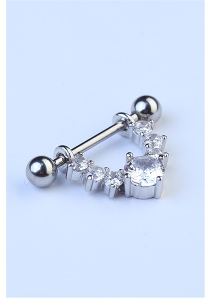 Nipple Sallantı Tek Taş Silver Piercing