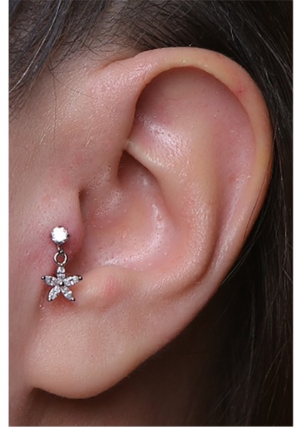 Sallantı Markiz Çiçek Labret Silver Piercing