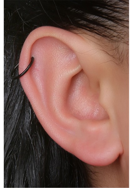 Düz Gizli Kilit Orta Boy Halka Siyah Piercing modelleri