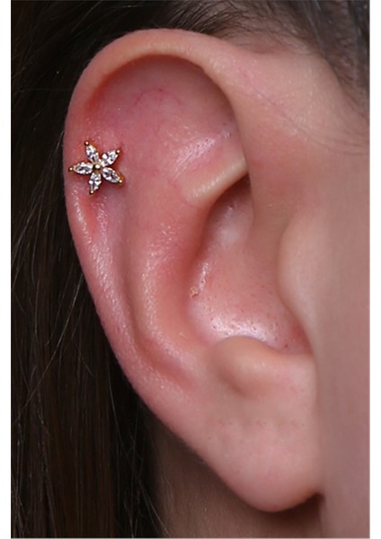 Sabit Markiz Çiçek Gold Piercing