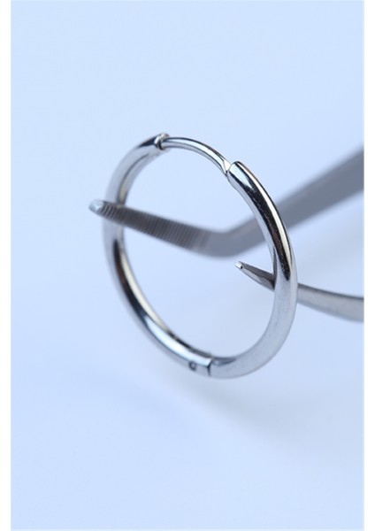 Düz Küpe (Ince) Büyük Boy Silver Piercing
