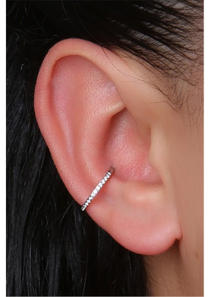 Önü Taşlı Gizli Kilit Büyük Boy Halka Silver Piercing modelleri