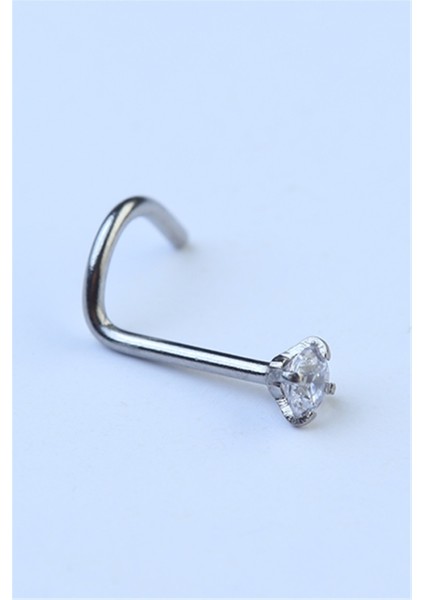 Hızma L Model Yuvarlak Taş Silver Piercing