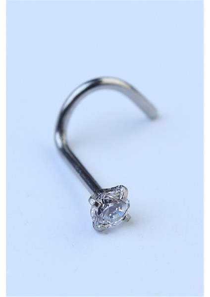 Hızma L Model Yuvarlak Taş Silver Piercing