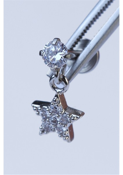 Sallantı Yıldız Labret Silver Piercing