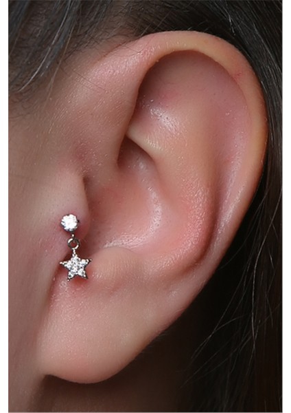 Sallantı Yıldız Labret Silver Piercing modelleri