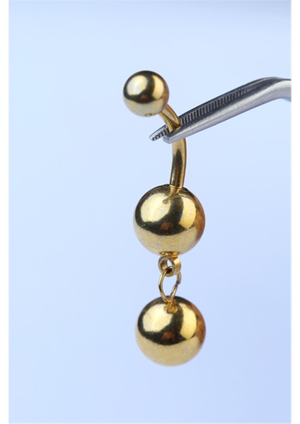 Iki Top Sallantı Göbek Gold Piercing