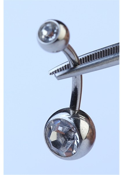 Düz Taşlı Göbek Silver Piercing