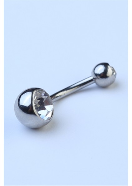 Düz Taşlı Göbek Silver Piercing