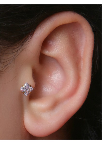 Kare Taş Labret Büyük Boy Gold Piercing modelleri