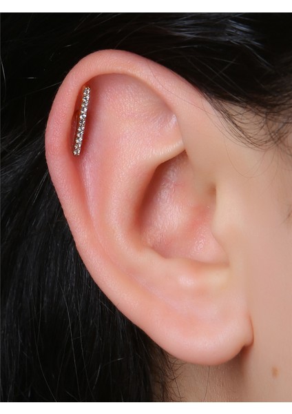 Uzun Tek Sıra Taş Gold Piercing